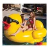 Spashg uppblåsbar pool floats flottar simning gul med handtag tjockare jätte pvc anka pooler flottör raft