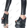 Sukeia El Yapımı Kadın Platformu Mules Sandalet Sandalar Yüksek Topuklu Tepe Toe Pretty Siyah Parti Ayakkabıları Bayanlar Bizi Boyut 5-20
