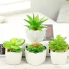 Fleurs décoratives PVC Mini plantes succulentes artificielles faux flocage plantes bonsaï céramique en pot Arrangement accessoires pour la maison jardin