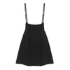 Skirts Women Black Skirt With Adjustable Shoulder Straps Pleated High Quality Suspender Waist Mini School
