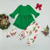 Zestawy odzieży Dzieci Baby Girls Świąteczne jesień zima wiosna 3PCS Solidny kolor długi rękawy Paleze Topy Druku