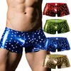 Unterhosen 4PCS Herren Boxershorts PU Leder Nahtlose Penis Beutel Sexy Unterwäsche Gedruckt Boxershorts Dessous Clubwear Trunks Homosexuell Höschen