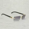 Diseñador de lujo para hombres Gafas de sol para mujeres Tendencia Huella digital Madera natural Hombres Cuernos de búfalo Gafas con montura aleatoria Mujeres Accesorio para exteriores Ojos Espacio cuadrado 012NKajia