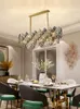 Lustres de lustre de cristal moderno para sala de jantar decoração de casa de luxo pendurada luminárias de cozinha de cozinha Cristal lâmpadas ovais