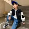 Jackor Spring Green Black Letter Baseball Jacket Baby Boys Fashion Clothes For Teen Kids Cardigan 3 till 13 Barn Casual Outwear Coats 230310