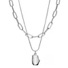 Pendant Necklaces Women Simplicity Metal Geometric Oval Charming Silver Color Neck Link Chain Necklace Jewelry Collier