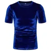 T-shirt da uomo 2023 Summer Velvet Shirt Uomo manica corta in velluto Vintage High Street Tops Abbigliamento Casual Uomo Tee Mujer Camisetas