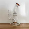 Glass Bongs Hookah Cute Water Bubbler Pipes Percolator Smoking Pipe Recycler Oil Dab Rigs 5.9 inch Transparent Glass Bong Rig Hookahs with 14mm Male Joint Clear Bowl