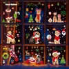 Stickers muraux 2023 décor de noël père noël wapiti bonhomme de neige électrostatique autocollant pour porte fenêtre verre joyeux décoration