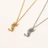 Luxury Design Necklace 18K Gold Plated Stainless Steel Necklaces Choker Chain Letter Rhinestone inlay Pendant Fashion Womens Wedding Jewelry Accessories 3Colors