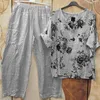Women's Two Piece Pants 2 Pcs/Set Blouse Suit Great Pullover Casual Female Clothes Summer Tops Set T-shirt Trousers
