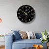 壁時計黒い大きな壁の時計サイレントウォッチ北欧の現代時計壁の家の装飾クリエイティブゴールドキッチンウォッチマーブルパターンギフト230310