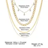 Chains Trendy Gold Color Multi-layer Chain Necklace For Women Crystal Pendant Thick Fine Fashion Jewelry Party Gifts