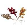 Flores decorativas 12 peças 16 cm de brilho artificial Berry Pick Christmas Haste for Wreath Xmas Tree Ornament