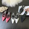 Sandals Temperament Fairy Style Closed Toe Cross Strap Pumps Fashion Pointed Sexy Kitten Heel Height 4cm