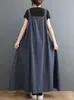 Sıradan Elbiseler 359 İlkbahar Yaz Yeni Kadın Denim Askı Uzun Etek Gevşek Punk Vintage Stil Kargo Kadın Popüler Büyük Salıncak Elbisesi Y2302