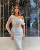 Formal Women Evening Party Dress Mermaid One Shoulder Sequins Vestidos Prom Gowns 2023 robe de soiree femme