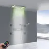 LED Shower System 20*14 Inch Rain Mist Shower Head Temperature Display Thermostatic Bathroom Shower Set