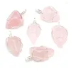 Pendant Necklaces Natural Semi-precious Stone Rose Quartz Irregular Triangle Winding Charms For Jewelry Making DIY Necklace AccessoriesPenda