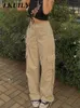 Damesbroeken Capris Vintage Cargo Pants Overalls Baggy Jeans Women Women Fashion 90s Streetwear Big Pockets Breed High Taille Y2K rechte denim broek 230310