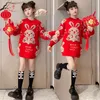 Family Matching Outfits 2023 Christmas Year 110170cm Clothes Teenages Girls Knitted Rabbit Red Sweater For Mother Daughter 230310