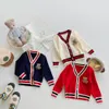 Cardigan Autumn Winter Kid Sweater Casacos 410yrs Roupas de estilo Preppy Boys Warm Boys Outwear Mous