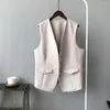 Damespakken Qoerlin Streetwear Casual Women Blazer Vest massief mouwloos mouwloos Cardigan-uiteinde met één borsten