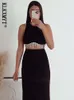 Kvinnors tankar camis klkxmyt traf kvinnor mode med strass Tassel skörd ribbade stickade tank tops vintage o nack ärmlös kvinnlig mujer 230308