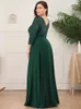 Robes de soirée grande taille robes de bal longue sexy col en V a-ligne sequin avec manches 3/4 toujours jolie de robe de demoiselle d'honneur vert foncé femmes 230310