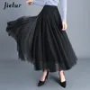 Skirts Jielur Womens Autumn 3 Layers Princess Tulle Mesh Pleated Skirt Saia Female Jupe Summer Tutu Faldas Mujer Moda 230310