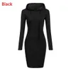 Damen Hoodies Sweatshirts WomenAutumn Winter Fashion Sweatshirt Dresses Female Pocket Hooded Casual Solid Color Long Sleeve Mini Kleid 230310