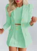Dwuczęściowa sukienka LGRQ 2023 Summer Fashion Ubrania pełne rękawy Blazer drukowana pojedyncza kurtka piersiowa i mini spódnica ww005h 230310