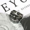 10Pcs Retro Silver Color Feather Open Ring For Men's Woman Hip Hop Rock Unisex Finger Ring Punk Gift