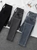 Damenjeans Damenjeans Sommer Hohe Taille Slim War groß und dünn und vielseitig Hellblaue Hose mit engen Füßen 230310