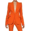 Kadınlar Suits Blazers Orange Womens Pantolon Takım Uzun Kollu Bayanlar İş Ofis Eğitim Cepleri Smokin Resmi İş Giyim Takım Takım