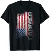 Men's T Shirts USA Flag Farmer American Farmers Tee Pure Cotton Shirt Men Casual Short Sleeve Tees Tops Drop