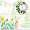 Dekoracyjne kwiaty wieńce wieniec wielkanocny 2D akrylowy królik Spring Garland Ozdoba z pastelowymi jajami i gałązkami do okna ściany drzwi przednie deco P230310