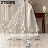 Skirts Japanese Solid Color Double Layer Vintage French Ruffled A-line Skirt Hepburn Style Black White Half Skirt Female Long Skirts 230310