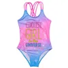 Flamingos uit één stuk uit één stuk Kids Girl Swimsuit 3D PRINT BADING Pak Little Baby Children Swimwear Toddler Child Swimmng Pak Beach Wear W0310