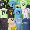 Camisetas de fútbol City soccer jersey BERNARDO GREALISH STERLING MAHREZ Manchester FODEN DE BRUYNE Kits de hombre Equipo para niños