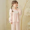 Pigiama 1 Set Indumenti da notte per bambini Kawaii Set pigiama rosa per ragazze. Pantaloni a maniche lunghe. Set pigiama per bambina vintage. Vestiti per bambini 11T 230310