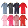 Pyjamas année enfants vêtements tenue noël rouge pyjamas noël Match bouton Up enfant garçon filles pyjama ensembles 230310