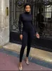 Kobiety Jumpsuits Rompers Long Rękaw Białe plecy Black Black Jokssuit Kobiet Rompers strój panie seksowne bodycon brązowe kombinezony żeńskie kobiety ubrania kombinezon 230310