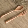 ディナーウェアセット子供のライススープセットデザートスプーンかわいい木製の箸を使用してピクニックキャンプ用のフラットウェアカトラリー