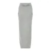 Jupes Maxi jupe taille haute élastique Texture douce couleur unie V crayon vêtements féminins