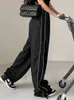 Women's Pants Capris Weekeep Baggy Black Sweatpants Basic Low Rise Pants Side Stripe Patchwork Jogging Trousers Women Streetwear y2k Aesthetic Capris L230310