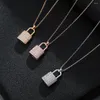 Choker Luxurious Lock Big Pendant Short Necklace For Woman Cubic Zirconia Adjustable Crystal Charms Wedding Party 2023