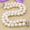 Charms in filo bianco naturale 8-9mm perla perline vicine 2 file bracciali braccialetto per le donne gioielli dal design originale 7,5 pollici B3178