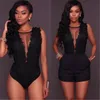 Womens Jumpsuits Rompers Sexy Deep V Lace Up Skinny Bodysuits Stretch Sleeveless Open Crotch Bodysuit Black White Jumpsuit For 230308