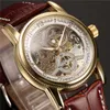 Men Wrist Watches Luxury Golden Skeleton Mechanical Steampunk Male Clock Automatic Wristwatch Leather Strap Herren Horloges J19070299S